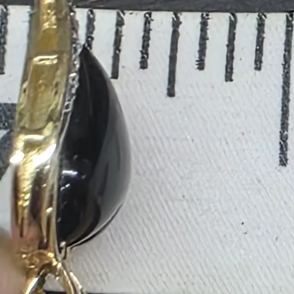 14K 10K Plumb Solid Yellow Gold Diamond Onyx Heart Pendant Ring & Necklace - Picture 6 of 17